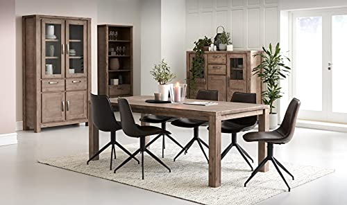 Ibbe Design Vetrina Credenza Vetrina Moderna Marrone Vetrina Mobile con 4 Ante e Casetti Alaska per Salotto Soggiorno Cucina, in Legno Massello di Acacia : Amazon.it: Casa e cucina