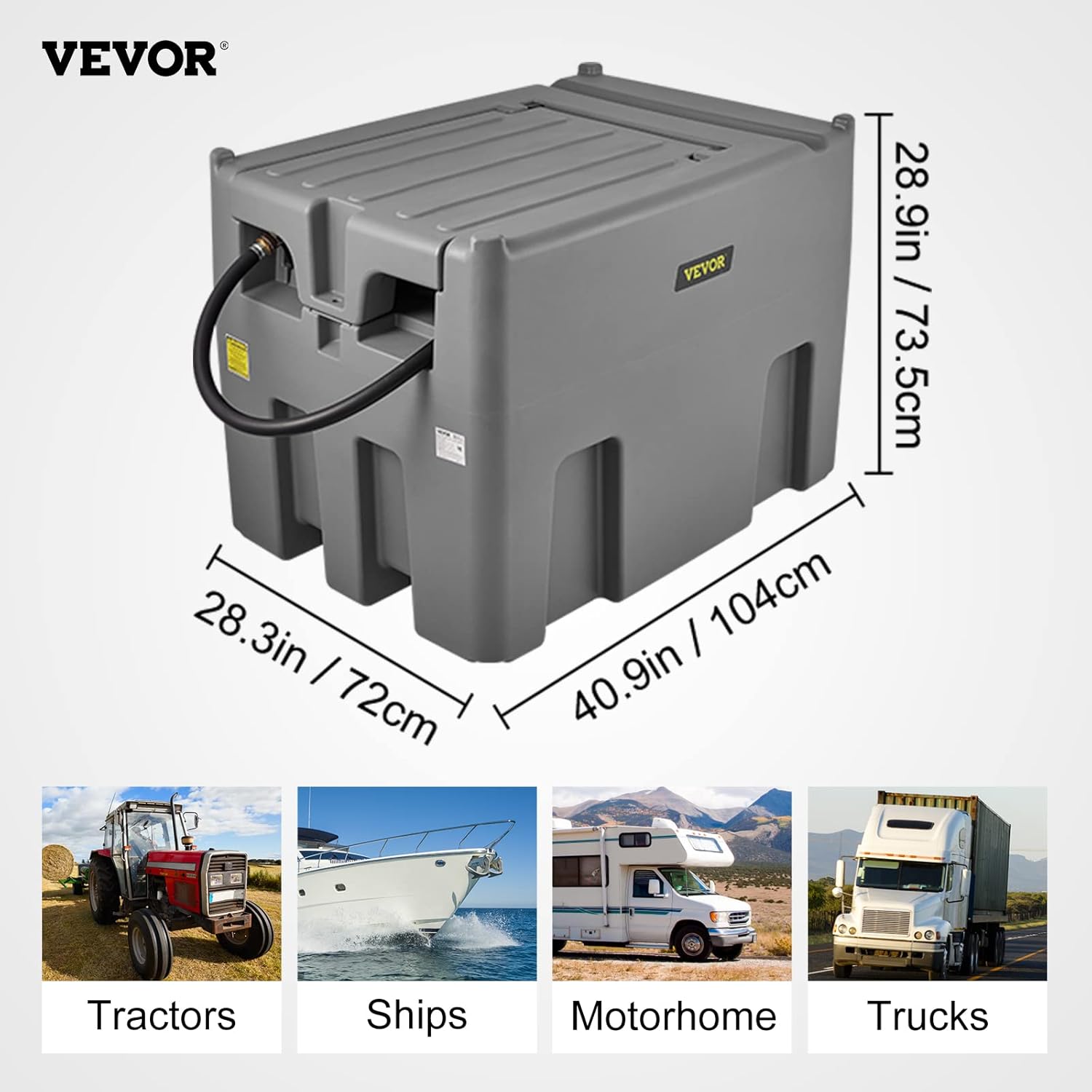 VEVOR Portable Fuel Tank 439 Litre 12V DC Large Fuel Tank with Grey Transfer Pump for Tractor Ship Camper Outdoor Industries Construction Industries