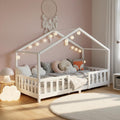 [en.casa] Letto per Cameretta a Forma di Casetta con Barriera di Protezione Letto Singolo per Bambini Struttura in Legno di Pino 90 x 200 cm Bianco