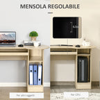 Easycomfort Scrivania da PC per Ufficio con Scaffali, Cassetti e Ripiano Testiera in Legno, 125x60x74cm