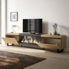 Skraut Home | Mobile TV Soggiorno | Ampio spazio a disposizione | 267x57x35 cm | TV di grande formato | Camino elettrico XXL | Design industriale | Stile moderno | Rovere e nero : Amazon.it: Casa e cucina