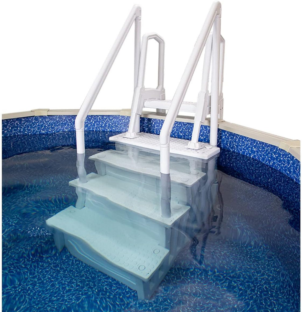 Gradini antiscivolo per piscine | Grigi | Per piscine fuori terra | Possono essere montati su ponti alti da 48" a 54" | Scale di sicurezza con portata fino a 300 libbre