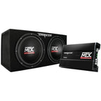 Subwoofer per auto MTX da 12" a doppio caricamento con subwoofer, amplificatore e kit di cablaggio QPower