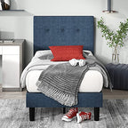 Zinus Omkaram Letto 80x190 cm   Stuttura letto 36 cm di altezza   Struttura letto a piattaforma imbottita con testata e supporto a doghe in legno   Blu scuro : Casa e cucina