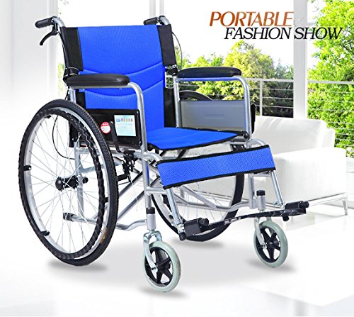 GX Wheelchair Sedia a Rotelle   Carrozzina Pieghevole per Anziani Carriola Portatile Multifunzione per Disabili, Blu : Amazon.it: Salute e cura della persona