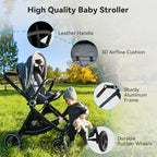 Passeggino Reversibile leggero (nero), ELITTLE EMU, passeggino portatile da 25 kg, ruote per tutti i terreni, pieghevole compatto, schienale regolabile a 95 175°, parasole UPF50  : Prima infanzia