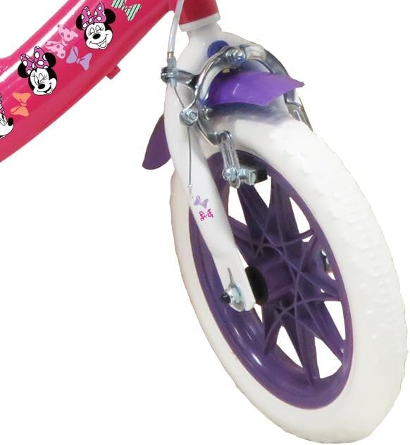 Bicicletta da Bambino 12' Dotata di 1 Freno, Cestino Anteriore, Porta Bambola Posteriore, parafanghi + Casco Incluso, 12" Ragazza, Rosa