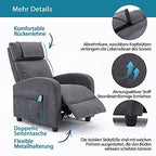 HOMOPIV Poltrona Massaggiante Riscaldante Reclinabile, Poltrona relax reclinabile, Poltrona reclinabile con 8 Punti di Massaggio e Telecomando, Poltrona relax manuale, Tessuto, Grigio : Amazon.it: Casa e cucina