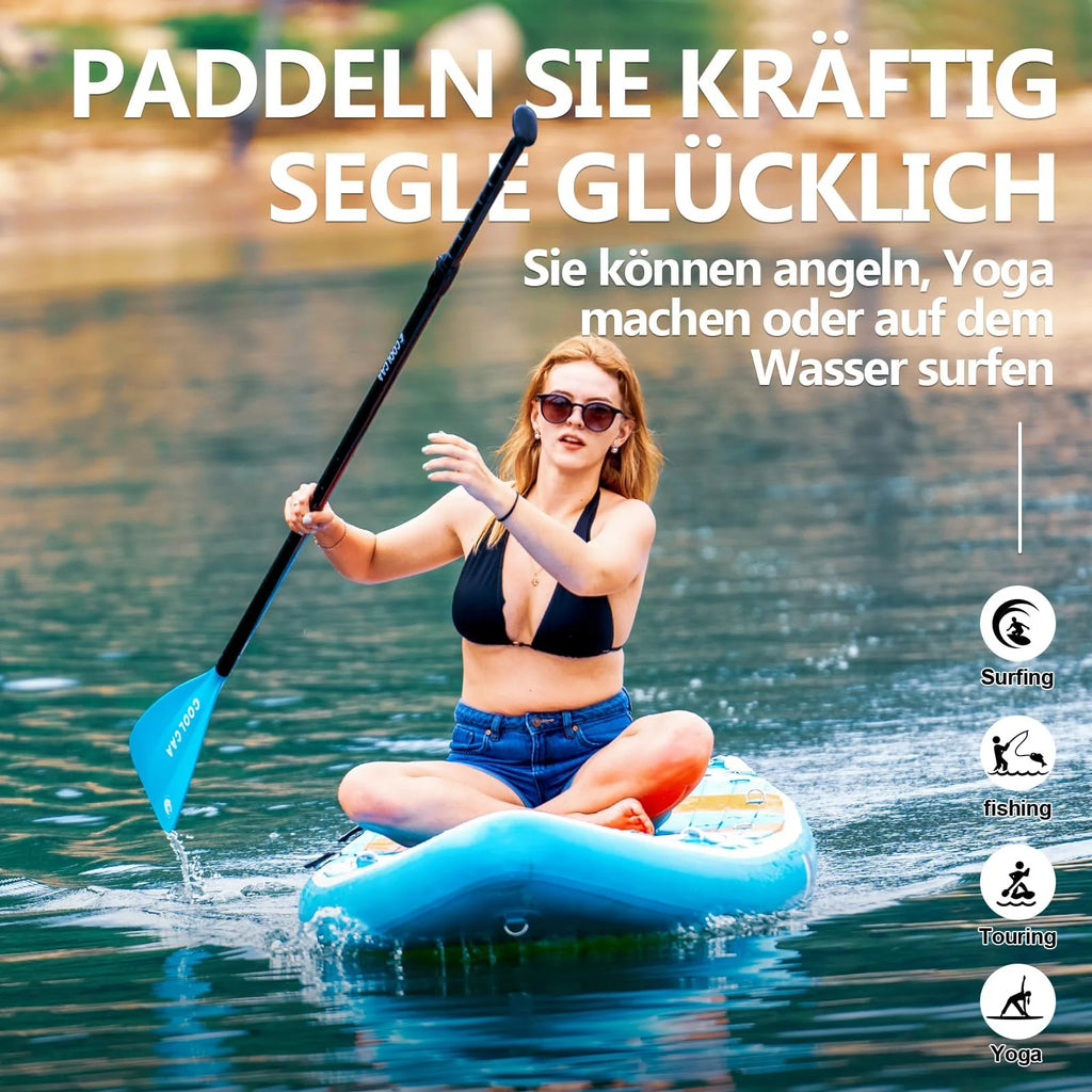 COOLCAA tavola da stand up paddling 354cm x 86cm x 15cm con accessori SUP premium, capacità di carico fino a 210 kg, tavola SUP per adulti e giovani di tutti i livelli
