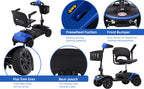 Scooter elettrico per anziani, sedia a rotelle elettrica pieghevole con cestino, pieghevole e compatto per viaggiare con la famiglia (blu) - MadeInUSA