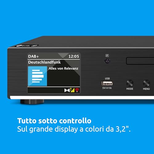 TechniSat DIGITRADIO 143 CD (V3)   Sintonizzatore HiFi digitale, radio Internet (DAB , FM, ricezione Bluetooth, Spotify, lettore CD, WLAN, larghezza 43,5 cm, controllo dell'app, telecomando) Nero : Amazon.it: Altro