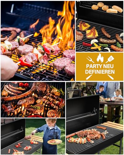 Carro XXL per grigliate, affumicatore per barbecue, barbecue a carbone con coperchio, griglia camino per barbecue a carbone, forno ahumador e accessori per barbecue, con guanti da barbecue : Amazon.it: Giardino e giardinaggio