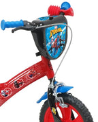 A.T.L.A.S. Bicicletta 12'' Spiderman dotata di 1 freno, piastra anteriore decorativa, parafanghi, carter e stabilizzatori.   Casco Spiderman incluso! : Sport e tempo libero