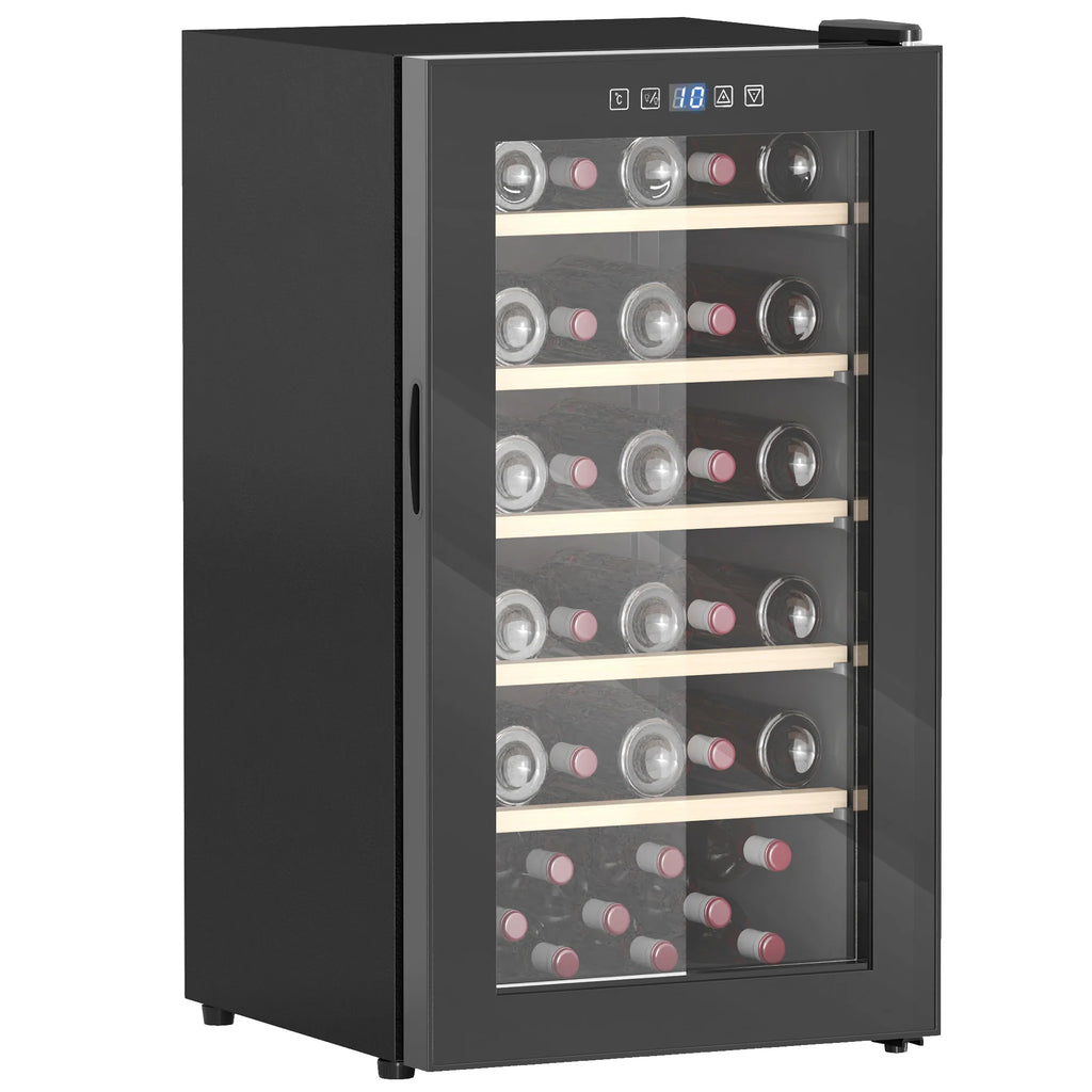 Cantinetta Vino Refrigerata per 41 Bottiglie Capacità 91L con Controllo Temperatura e Ripiani in Legno Nero