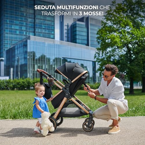 Kinderkraft ESME Trio passeggino neonati 3 in 1 fino 26 kg, con Ovetto I SIZE 40 75 cm, Carrozzina reversibile fronte mamma e strada, Pieghevole, Beige : Prima infanzia