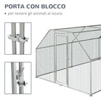 Easycomfort Recinto Gabbia per Galline in Metallo Galvanizzato Impermeabile, Pollaio con Porta e Copertura Oxford, 280x570x195cm