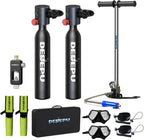 Bombola per immersioni subacquee, mini bombola da 0,5 l a pressione costante, bombole con valvola di intercettazione, capacità di immersione subacquea di 5-10 minuti, mini bombole portatili, bombole per immersioni subacquee con pompa