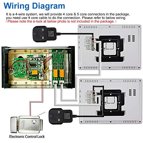 uoweky 7 '' Videocitofono a colori cablato sistema di porte IR telecamera di visione notturna   schermi di controllo interni per 2/3 appartamenti (2 monitor) : Fai da te