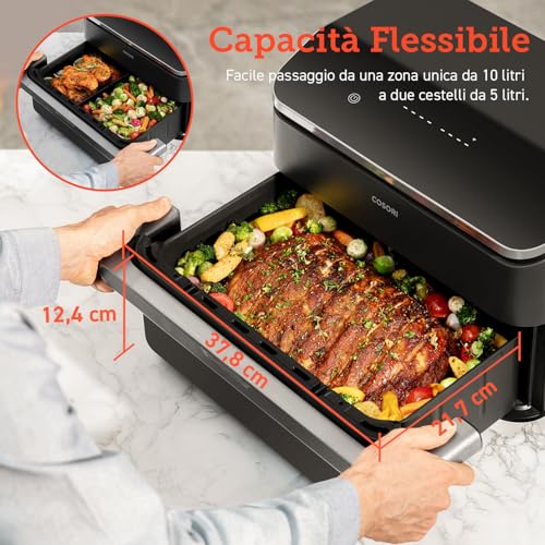 COSORI Friggitrice ad Aria 10 Litri, 8 in 1 Dual Blaze TwinFry con Doppio Cestello 5L &amp; 5L e Separatore Rimovibile, 2800W Air Fryer WiFi con Doppia Resistenza, 35 240℃, 70 Ricette Online, 4 8 Persone : Amazon.it: Casa e cucina