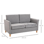 Divano 2 Posti 65x141x78 cm in Legno e Tessuto Lino  Grigio