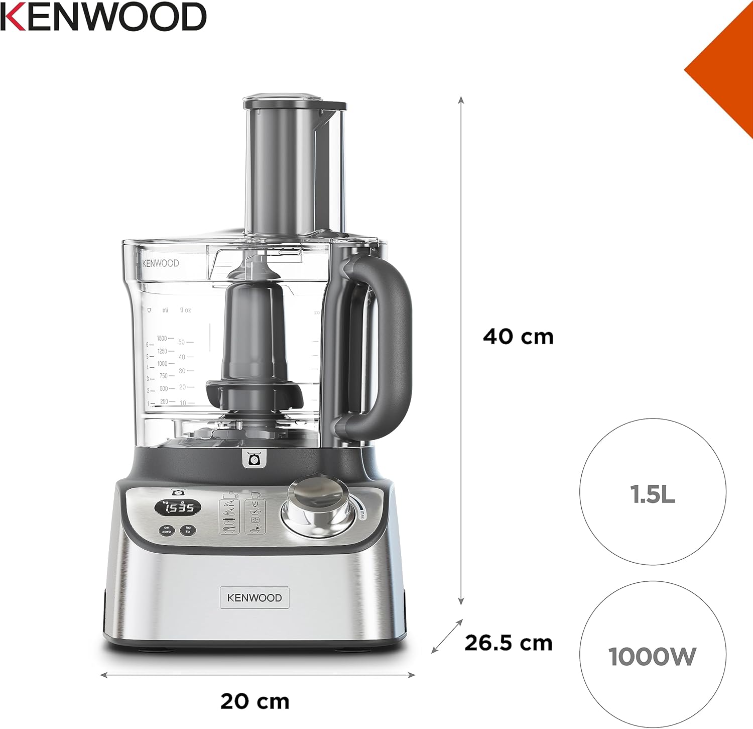 Kenwood FDM71.450SS MultiPro Express Weigh Robot da Cucina con 8 Accessori Dedicati, Velocità Regolabile con Funzione Pulse, Bilancia Digitale Integrata, Capacità 3L, , Argento