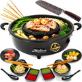 TomYang Hot Pot Premium – con Accessori Premium e Coltello Santoku. L’Originale Thai Grill e Hot Pot, Rivestimento Antiaderente Svizzero. Korean BBQ Grill, Hotpot, Pentola Mookata
