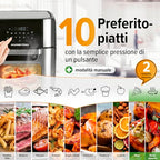 GOURMETmaxx Friggitrice digitale ad aria calda 12 L, forno XXL in acciaio inox | Timer, display touch, spiedo rotante | Frittura a basso contenuto di grassi e a risparmio energetico | 1800 W : Amazon.it: Casa e cucina