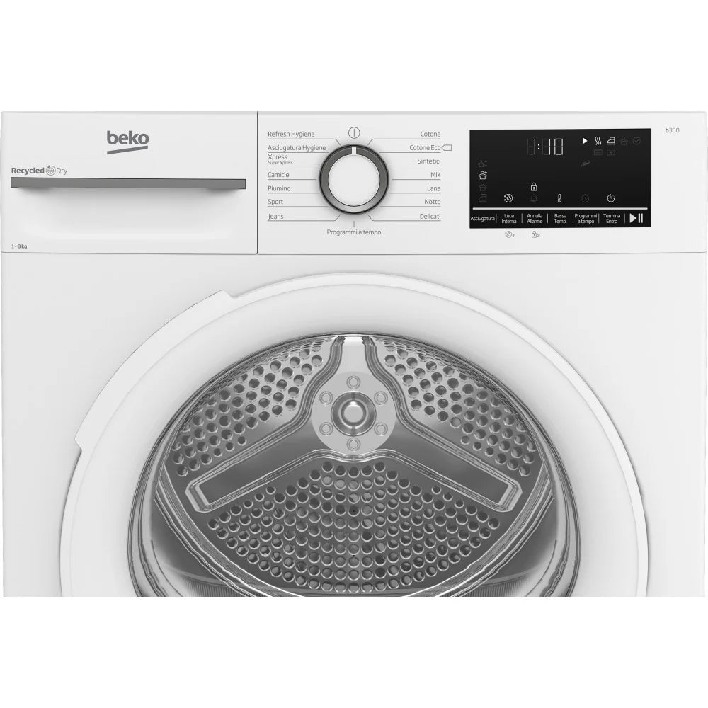Asciugatrice a Pompa di Calore Beko BMT481WI – 8 Kg, Classe A+++, Motore ProSmart™ Inverter, Bianco (84,6x59,8x60,7 cm)