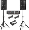 VONYX VX210 800 Watt Bluetooth Sound System with Adjustable Tripods, Amplified Mixer, 2 Speakers, Cables, Microphone, Ideal for Liven Up Your Evenings
