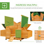 Easycomfort Pollaio Gabbia Ovaiole per Galline da Giardino con 2 Cassetti, Nido e Tetto da Esterno Impermeabile in Legno, 150x100x96.5 cm