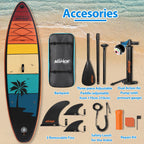 Set premium tavola SUP ALLPICK, tavola da Stand Up Paddling gonfiabile, con supporto universale per fotocamera, accessori completi, pagaia regolabile, per principianti e avanzati, capacità 150kg/180kg, colore arancione crepuscolo.