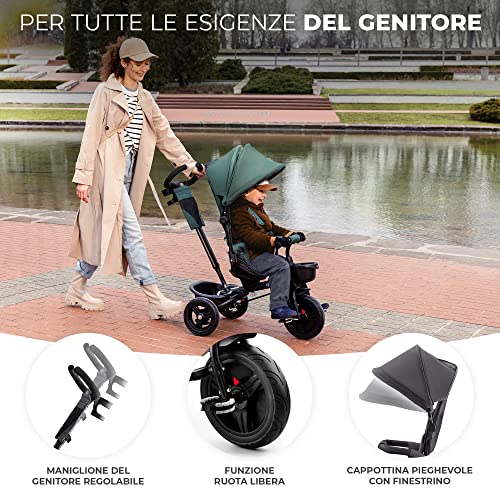 Kinderkraft AVEO Triciclo bambini dai 9 Mesi fino 25 kg, Passeggino con Maniglione del Genitore regolabile, Bici, Compatto pieghevole, Sedile girevole Fronte Mamma e Strada, Ruota libera, Rosa : Videogiochi