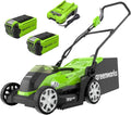 Greenworks 40V Tagliaerba a Batteria per Prati Fino a 400m², Ampiezza di Taglio 35cm, Sacca da 40L CON Due Batterie 40V 2Ah e 1 Caricabatterie, Garanzia 3 Anni-G40LM35K2X