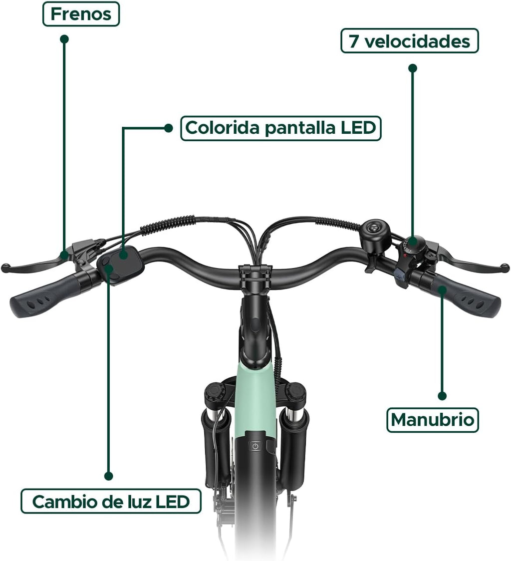 Bici Elettrica Per Adulti Da 26", 7 Velocità Bicicletta Elettrica da 36V 13Ah Batteria Rimovibile, 25km/h & Autonomia di 80-100km E-bike Per Pendolari Urbani, IP65 impermeabile