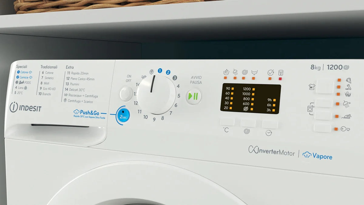 Lavatrice A Carico Frontale Indesit BWA 81295X WV IT Innex Steam 8 Kg Classe B 1200 Giri (A84,5xL59,5xP63) Motore Inverter Auto-Pulizia Bianco