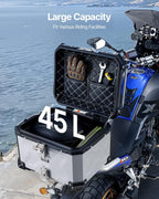 VEVOR Top Case 45L Universal Aluminium Alloy Luggage Rack with Leather Lining and Lock