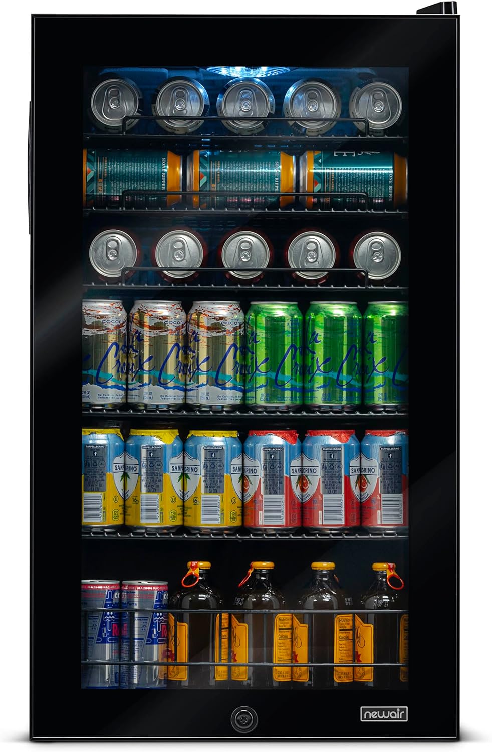 Frigorifero per bevande | 126 lattine indipendente con porta in vetro con cerniera a destra | Mini frigorifero per bevande, perfetto per birra, vino, bibite e bevande fredde