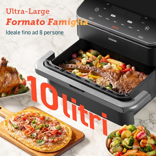 COSORI Friggitrice ad Aria 10 Litri, 8 in 1 Dual Blaze TwinFry con Doppio Cestello 5L &amp; 5L e Separatore Rimovibile, 2800W Air Fryer WiFi con Doppia Resistenza, 35 240℃, 70 Ricette Online, 4 8 Persone : Amazon.it: Casa e cucina
