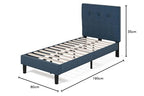 Zinus Omkaram Letto 80x190 cm   Stuttura letto 36 cm di altezza   Struttura letto a piattaforma imbottita con testata e supporto a doghe in legno   Blu scuro : Casa e cucina