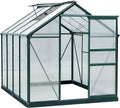 Outsunny Serra da Giardino in Policarbonato con Telaio in Lega di Alluminio 4.79㎡, Serra per Orto con Grondaie, Finestra a Tetto per Ventilazione, Porta Scorrevole, per Piante, 190x252x201cm, Verde