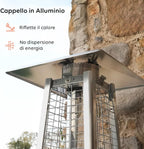 Wintem - Stufa a Gas da Esterno Aura a Piramide Grigia 12kW con Accensione Piezoelettrica e Termostato Regolabile per Terrazze e Giardini, Funzionamento con Bombola GPL o Butano, Design Moderno