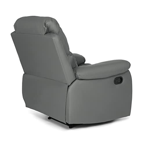 Bravich Divano reclinabile manuale in pelle rigenerata grigia di lusso, mobili per soggiorno, poltrona lounge set per il massimo comfort ed eleganza. Divano a posto singolo per la casa (96 x 93 x 97 : Amazon.it: Casa e cucina