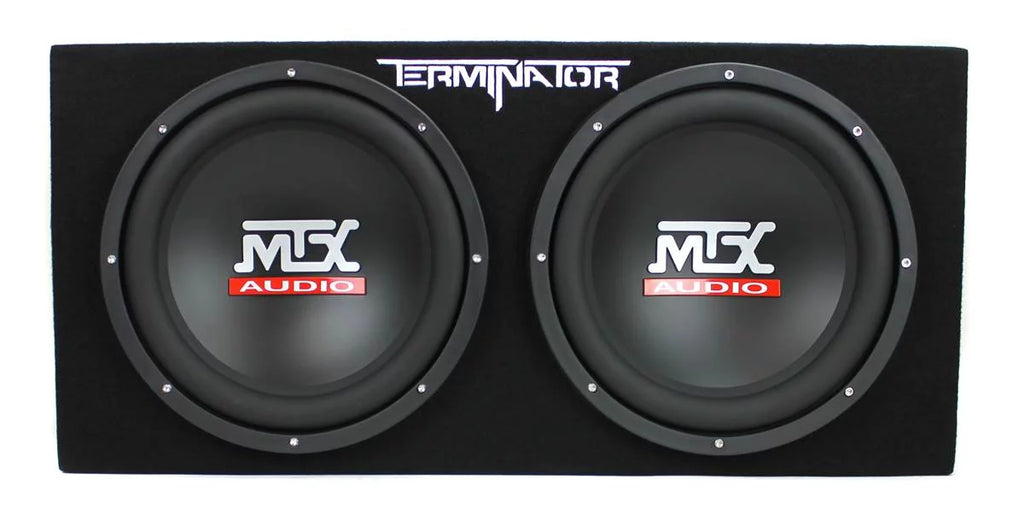 Subwoofer per auto MTX da 12" a doppio caricamento con subwoofer, amplificatore e kit di cablaggio QPower
