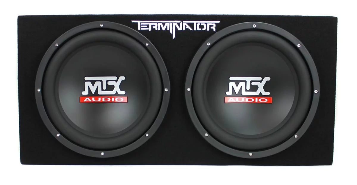 Subwoofer per auto MTX da 12" a doppio caricamento con subwoofer, amplificatore e kit di cablaggio QPower
