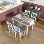 Mondeer Tavolo e Sedie Cucina, Set da Pranzo con Tavolo e 4 Sedie di Pino per le Cucina Sala da Pranzo, 108 x 65 x 73 cm, blu : Casa e cucina