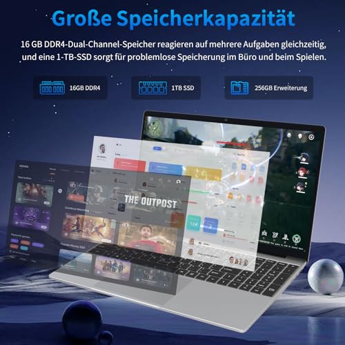 Computer portatile da 15,6", 16 GB DDR4, 1 TB SSD, quad core Celeron N5095 CPU (fino a 2,9 GHz), studente/business con display FHD 1080P, batteria 44 WH, 2.4/5G WiFi, BT 4.2, tastiera retroilluminata : Informatica