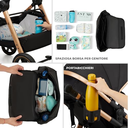 Kinderkraft ESME Trio passeggino neonati 3 in 1 fino 26 kg, con Ovetto I SIZE 40 75 cm, Carrozzina reversibile fronte mamma e strada, Pieghevole, Beige : Prima infanzia