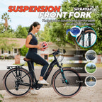 CYBIC Bici Elettrica 28" per Donna/Uomo, con Motore Centrale Shimano 250W, 8 Velocità, Bicicletta Elettrica per Adulti, Batteria 504Wh (36V) al Litio, Freni Idraulici Bici Elettrica da Città