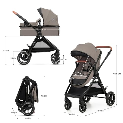 Kinderkraft ESME Trio passeggino neonati 3 in 1 fino 26 kg, con Ovetto I SIZE 40 75 cm, Carrozzina reversibile fronte mamma e strada, Pieghevole, Beige : Prima infanzia