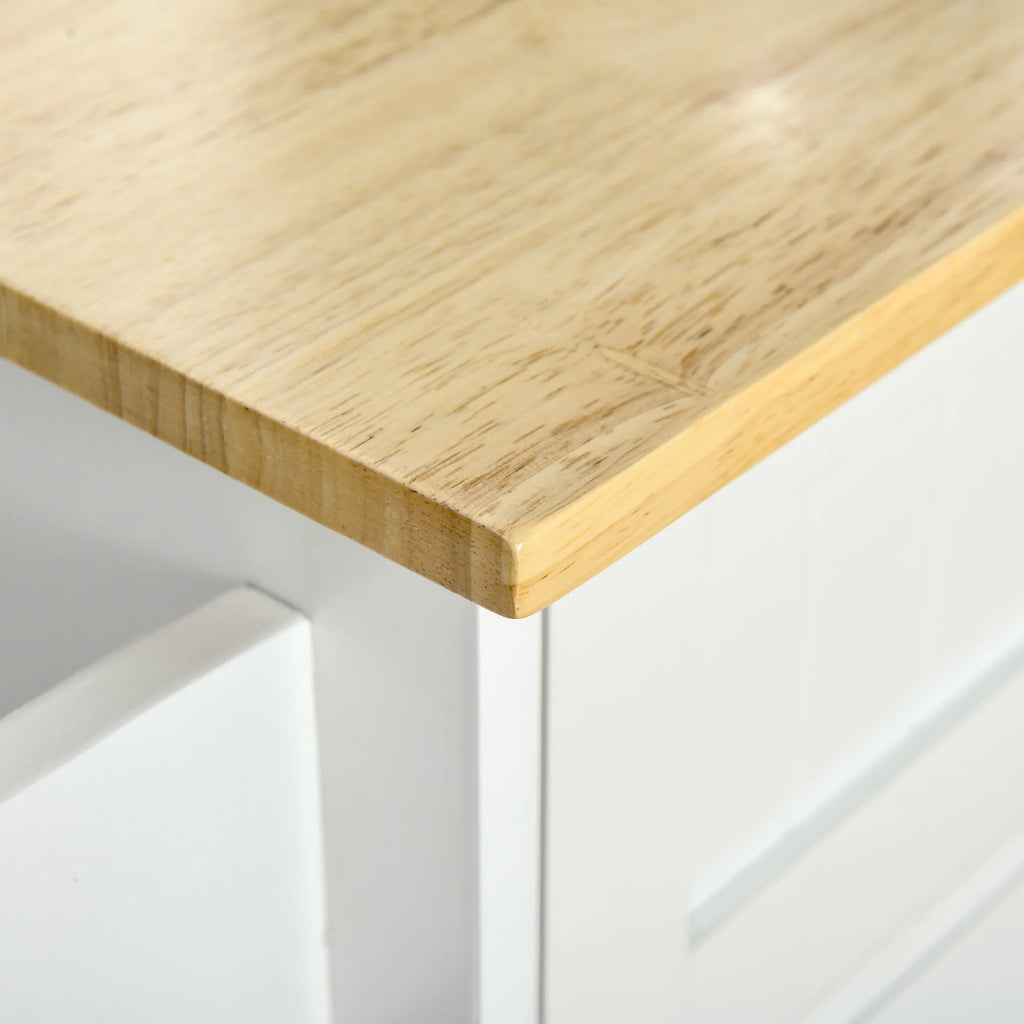 Easycomfort Carrello da Cucina Multiuso in Legno con 2 Cassetti, 3 Antine e 4 Ruote 121x46x91cm - Bianco